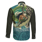 Aotearoa Tangaroa Atua Family Matching Off The Shoulder Long Sleeve Dress and Hawaiian Shirt New Zealand God Of The Ocean