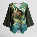 Aotearoa Tangaroa Atua Kimono Sleeve Blouse New Zealand God Of The Ocean - Aussie Hoodie