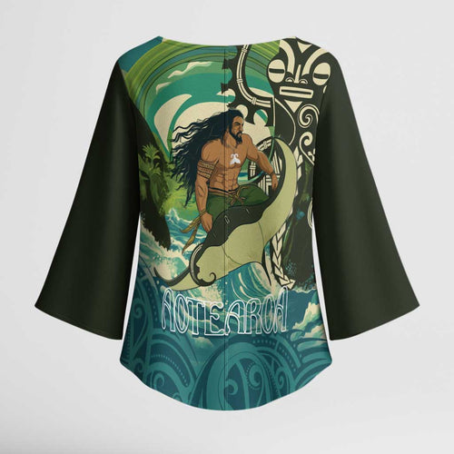 Aotearoa Tangaroa Atua Kimono Sleeve Blouse New Zealand God Of The Ocean - Aussie Hoodie