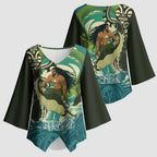 Aotearoa Tangaroa Atua Kimono Sleeve Blouse New Zealand God Of The Ocean - Aussie Hoodie