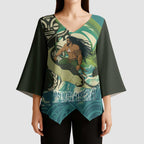 Aotearoa Tangaroa Atua Kimono Sleeve Blouse New Zealand God Of The Ocean - Aussie Hoodie