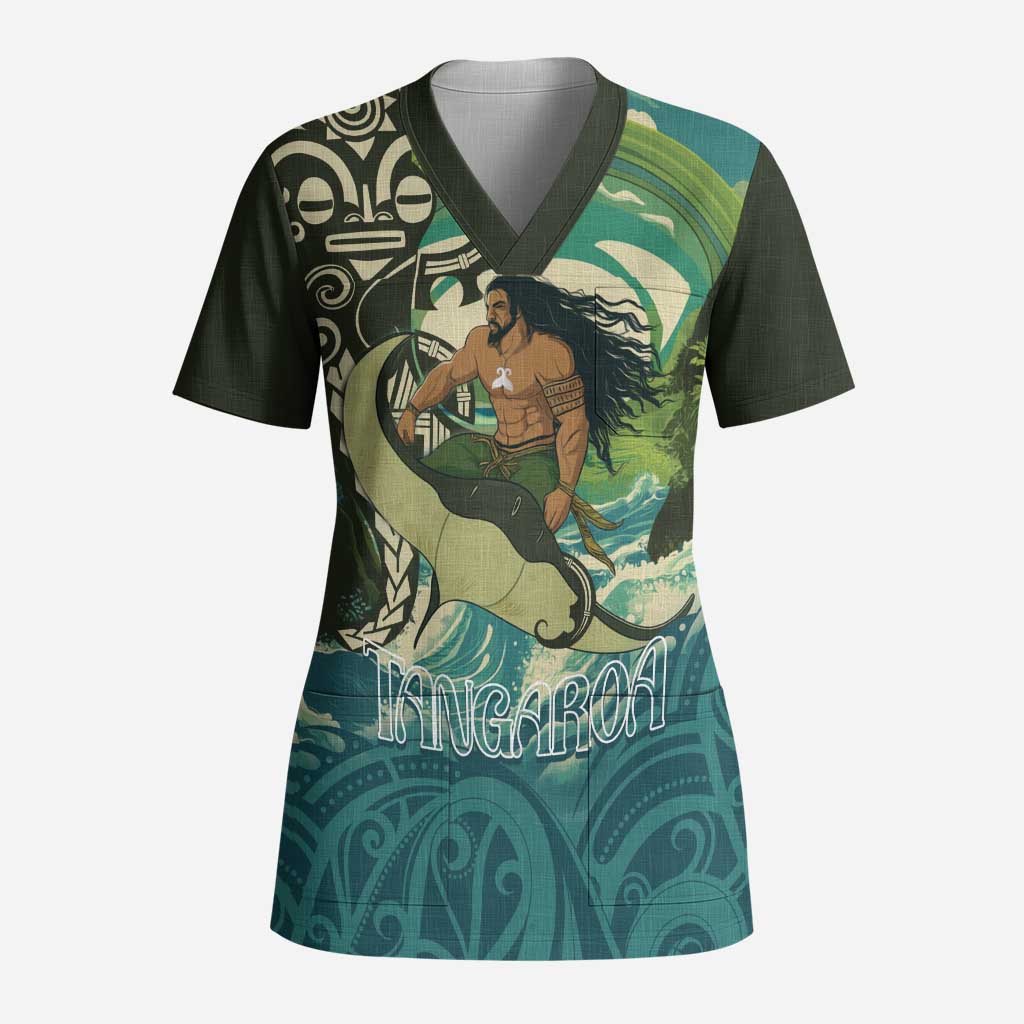 Aotearoa Tangaroa Atua Scrub Top New Zealand God Of The Ocean - Aussie Hoodie