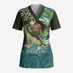 Aotearoa Tangaroa Atua Scrub Top New Zealand God Of The Ocean - Aussie Hoodie
