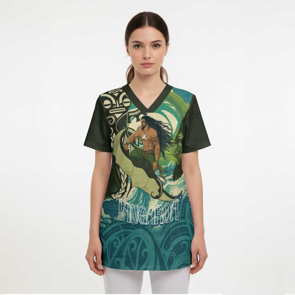 Aotearoa Tangaroa Atua Scrub Top New Zealand God Of The Ocean - Aussie Hoodie