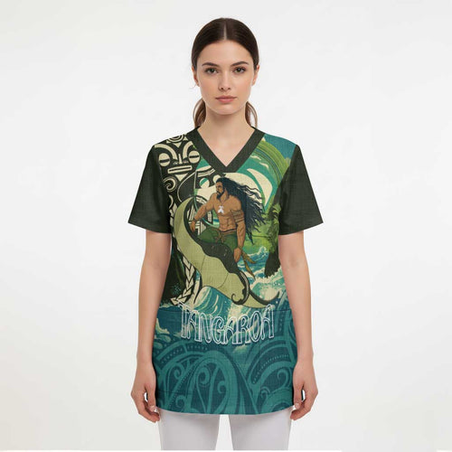 Aotearoa Tangaroa Atua Scrub Top New Zealand God Of The Ocean - Aussie Hoodie