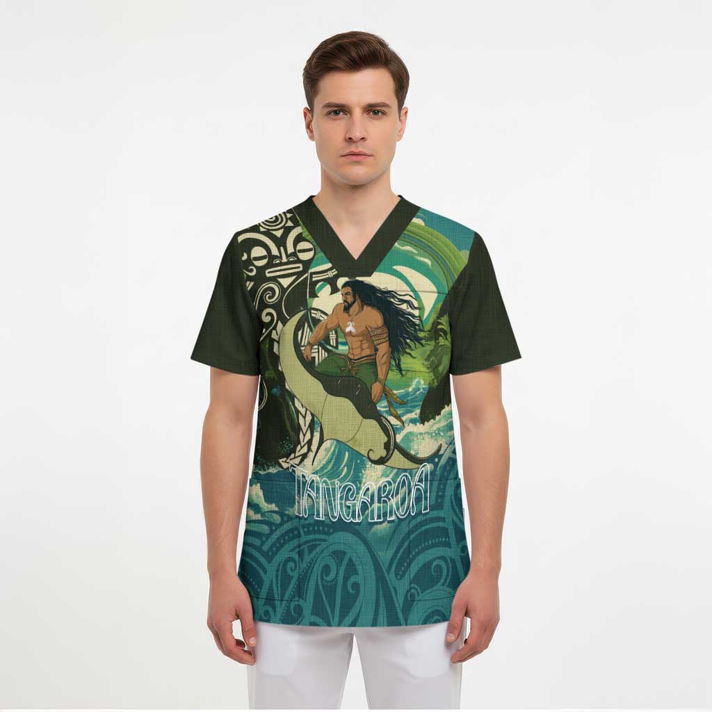 Aotearoa Tangaroa Atua Scrub Top New Zealand God Of The Ocean - Aussie Hoodie