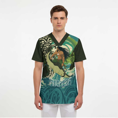 Aotearoa Tangaroa Atua Scrub Top New Zealand God Of The Ocean - Aussie Hoodie
