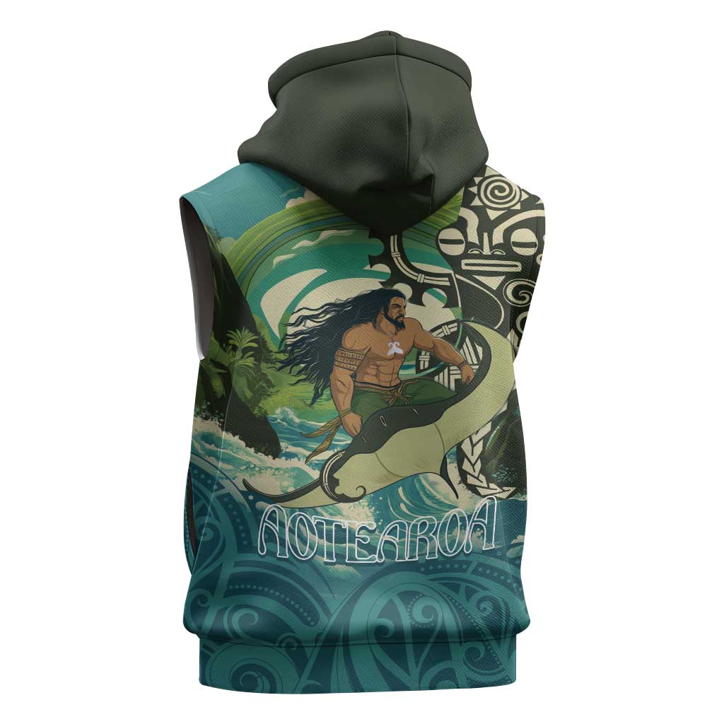 Aotearoa Tangaroa Atua Sleeveless Hoodie New Zealand God Of The Ocean - Aussie Hoodie