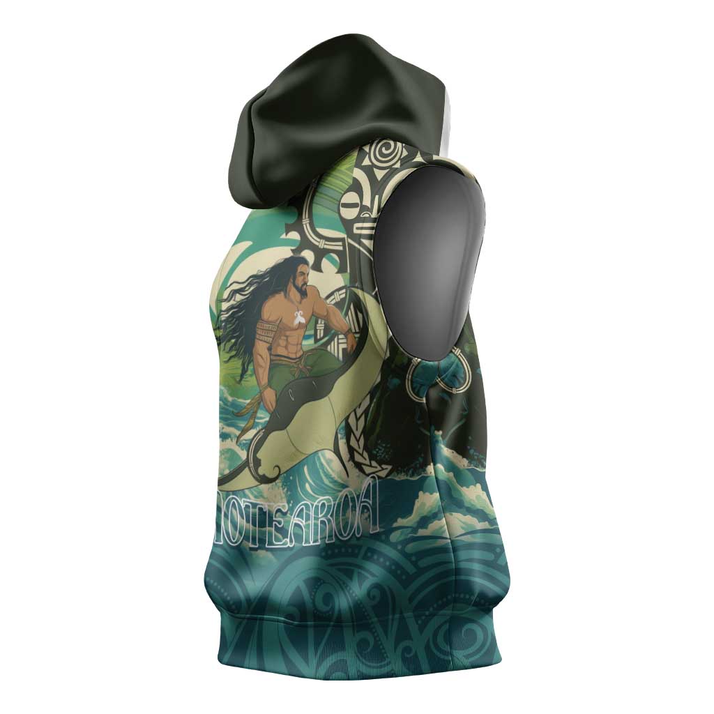 Aotearoa Tangaroa Atua Sleeveless Hoodie New Zealand God Of The Ocean - Aussie Hoodie