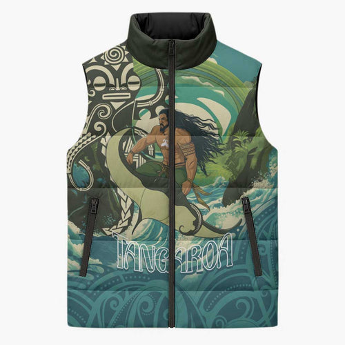 Aotearoa Tangaroa Atua Sleeveless Puffer Jacket New Zealand God Of The Ocean - Aussie Hoodie