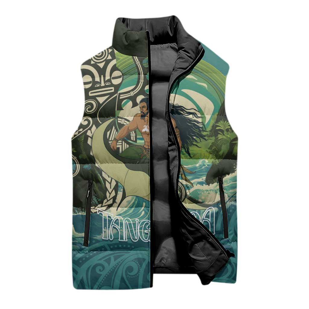 Aotearoa Tangaroa Atua Sleeveless Puffer Jacket New Zealand God Of The Ocean - Aussie Hoodie