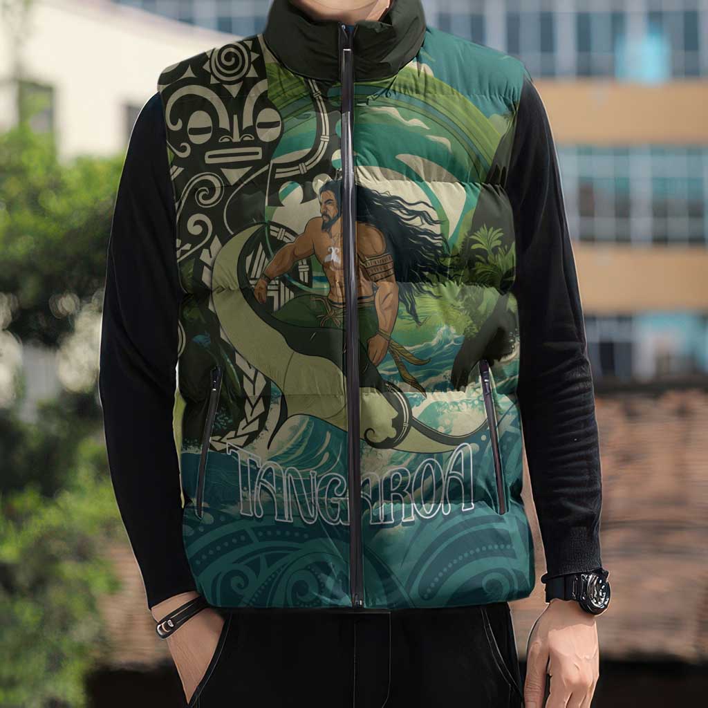 Aotearoa Tangaroa Atua Sleeveless Puffer Jacket New Zealand God Of The Ocean - Aussie Hoodie