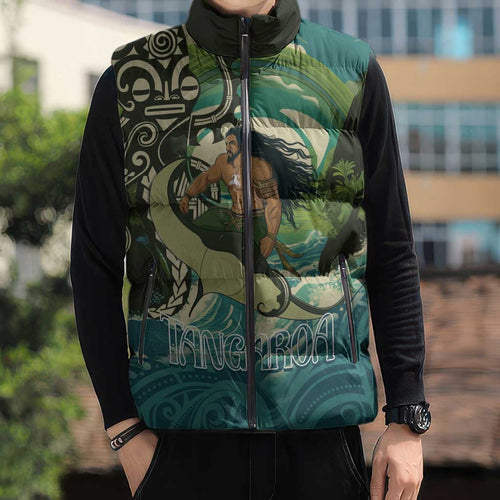 Aotearoa Tangaroa Atua Sleeveless Puffer Jacket New Zealand God Of The Ocean - Aussie Hoodie