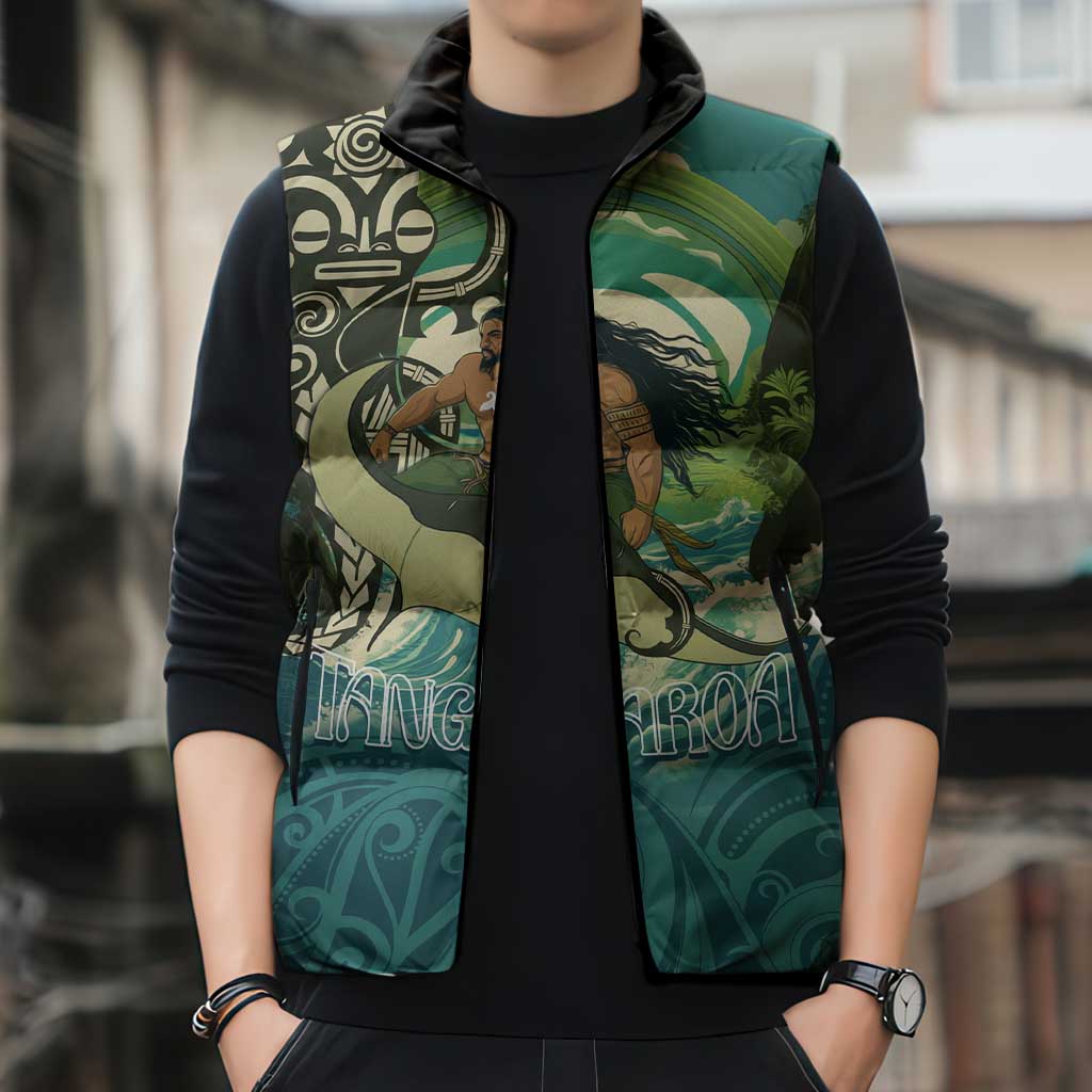 Aotearoa Tangaroa Atua Sleeveless Puffer Jacket New Zealand God Of The Ocean - Aussie Hoodie
