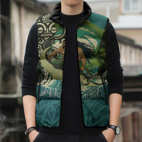 Aotearoa Tangaroa Atua Sleeveless Puffer Jacket New Zealand God Of The Ocean - Aussie Hoodie
