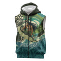 Aotearoa Tangaroa Atua Sleeveless Zip Hoodie New Zealand God Of The Ocean LT14