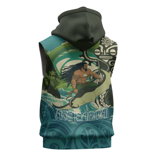 Aotearoa Tangaroa Atua Sleeveless Zip Hoodie New Zealand God Of The Ocean LT14