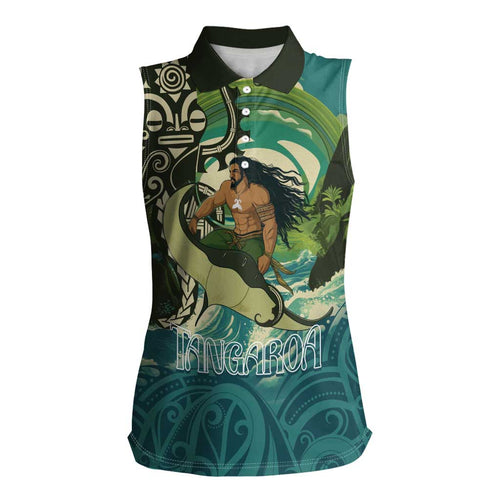 Aotearoa Tangaroa Atua Women Sleeveless Polo Shirt New Zealand God Of The Ocean