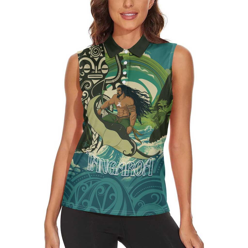 Aotearoa Tangaroa Atua Women Sleeveless Polo Shirt New Zealand God Of The Ocean
