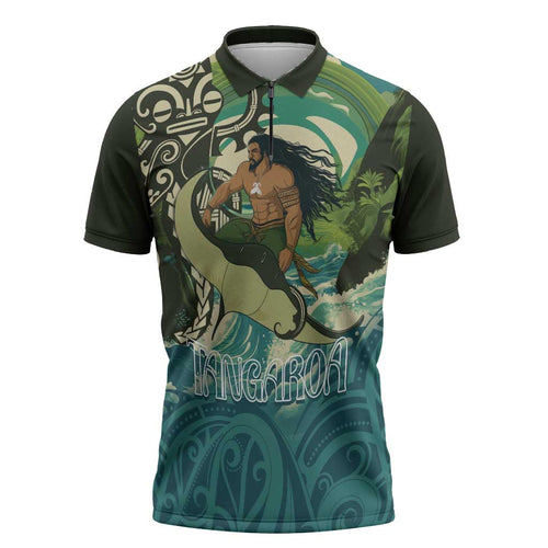 Aotearoa Tangaroa Atua Zipper Polo Shirt New Zealand God Of The Ocean - Aussie Hoodie