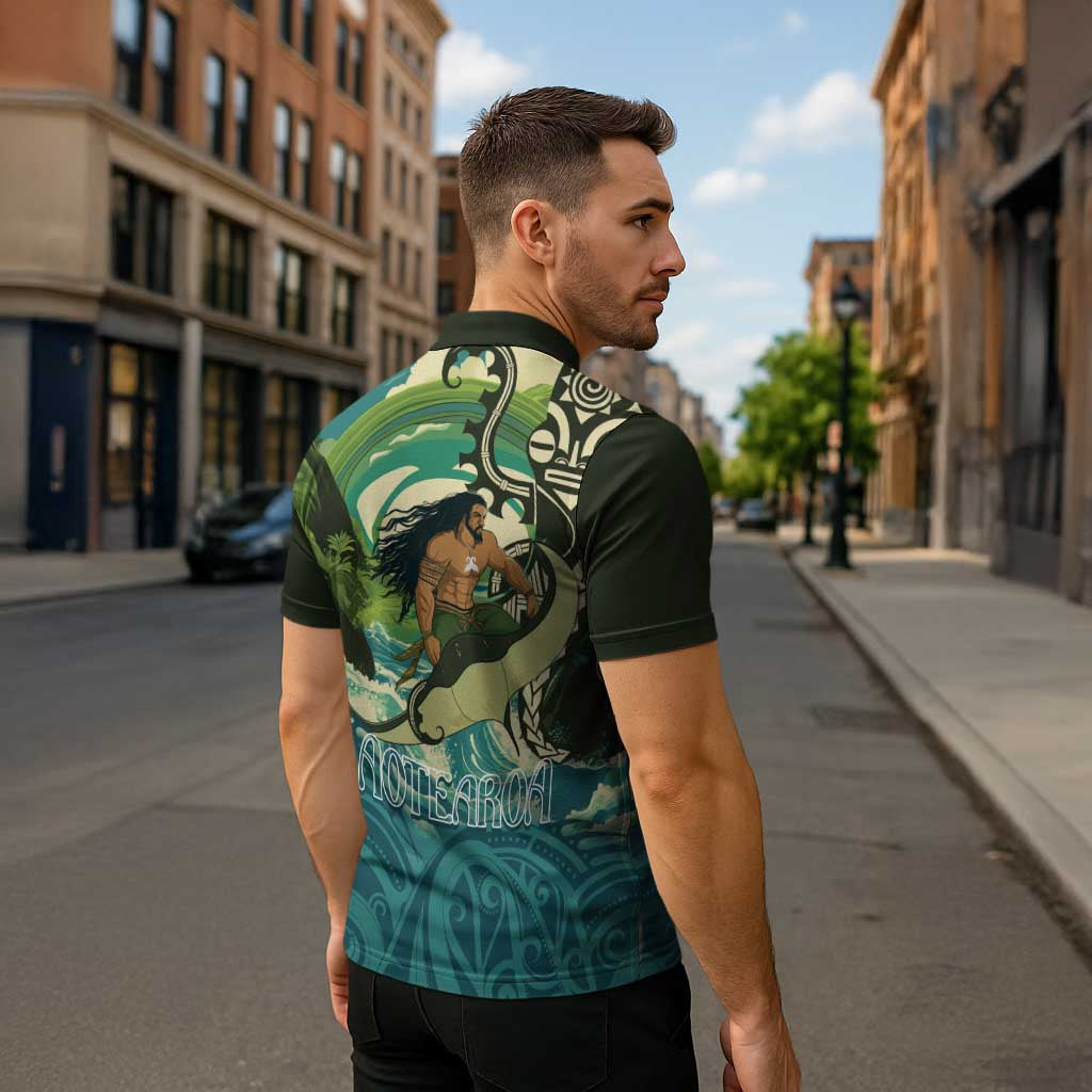 Aotearoa Tangaroa Atua Zipper Polo Shirt New Zealand God Of The Ocean - Aussie Hoodie