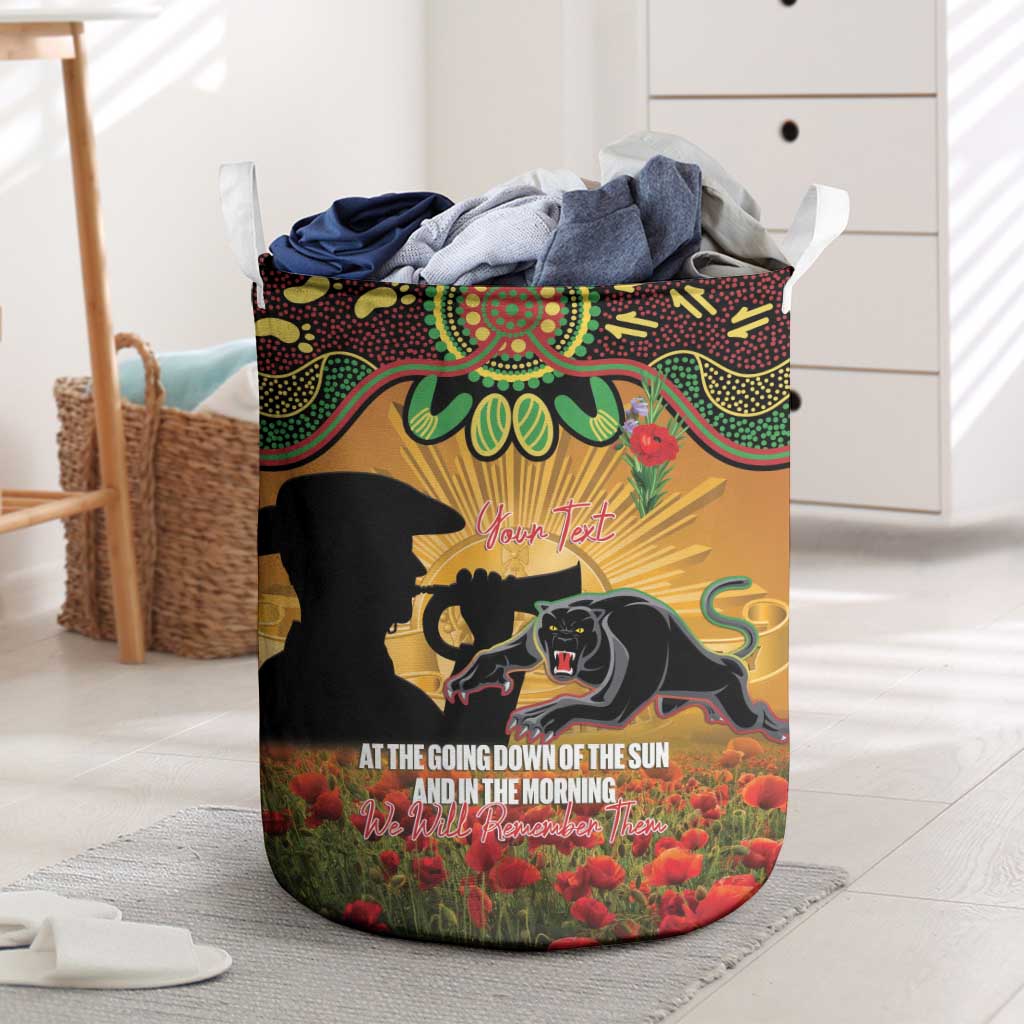 Personalised Panthers Rugby ANZAC Day Laundry Basket Last Post Poppy We Will Remember Them