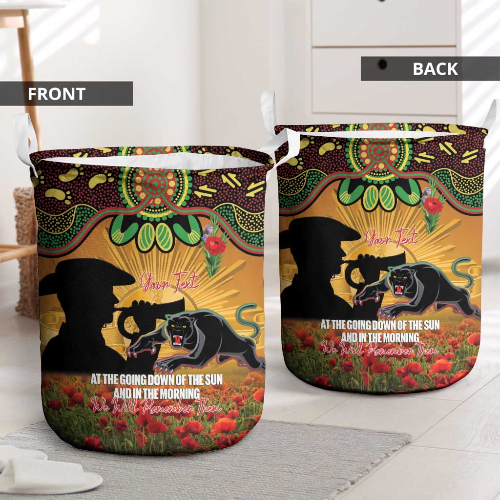 Personalised Panthers Rugby ANZAC Day Laundry Basket Last Post Poppy We Will Remember Them