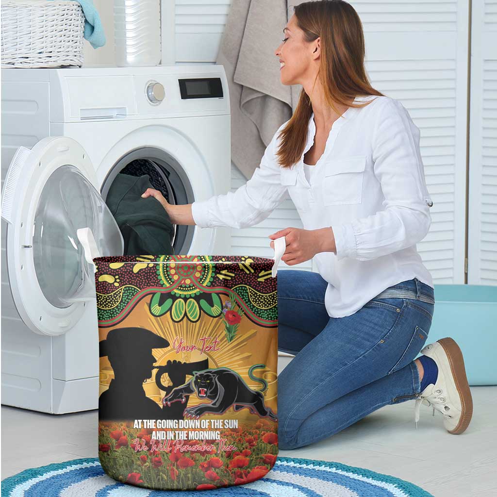 Personalised Panthers Rugby ANZAC Day Laundry Basket Last Post Poppy We Will Remember Them