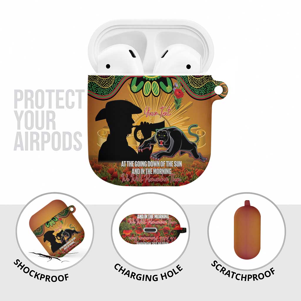 Personalised Panthers Rugby ANZAC Day AirPods Case Last Post Poppy We Will Remember Them