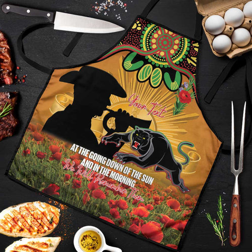 Personalised Panthers Rugby ANZAC Day Apron Last Post Poppy We Will Remember Them