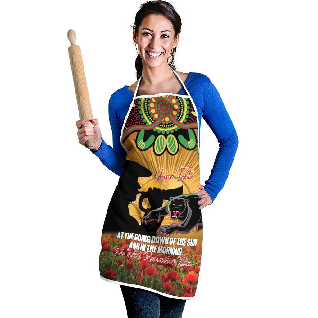 Personalised Panthers Rugby ANZAC Day Apron Last Post Poppy We Will Remember Them