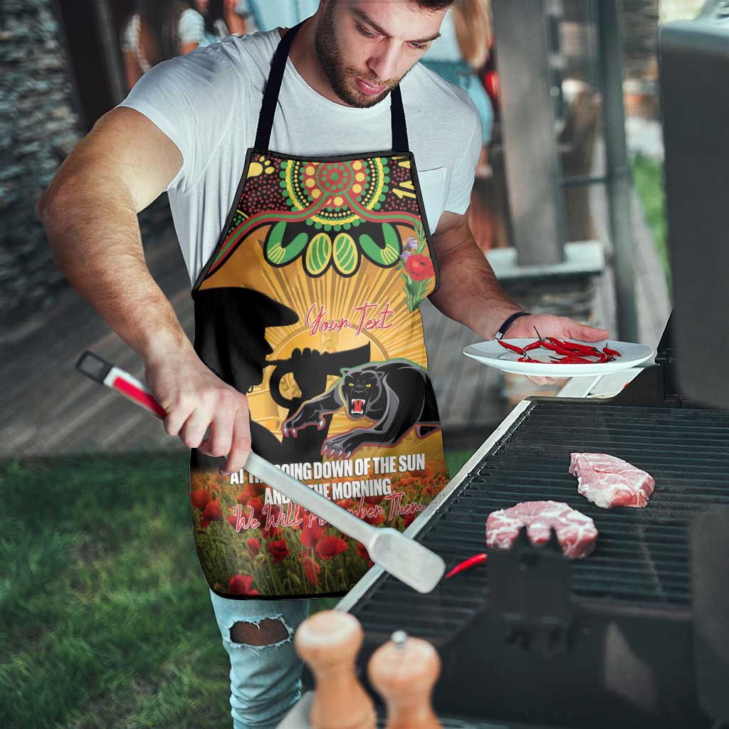 Personalised Panthers Rugby ANZAC Day Apron Last Post Poppy We Will Remember Them