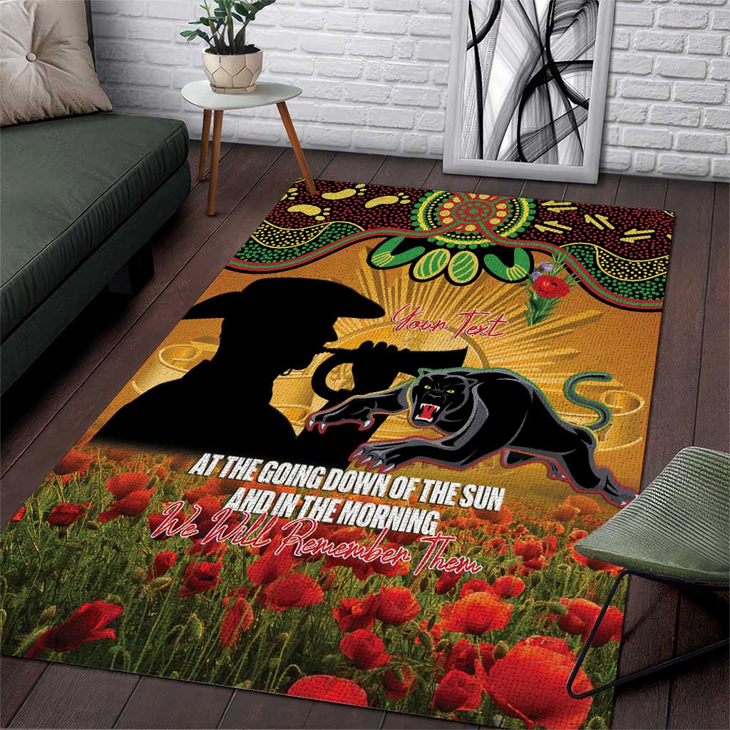 Personalised Panthers Rugby ANZAC Day Area Rug Last Post Poppy We Will Remember Them