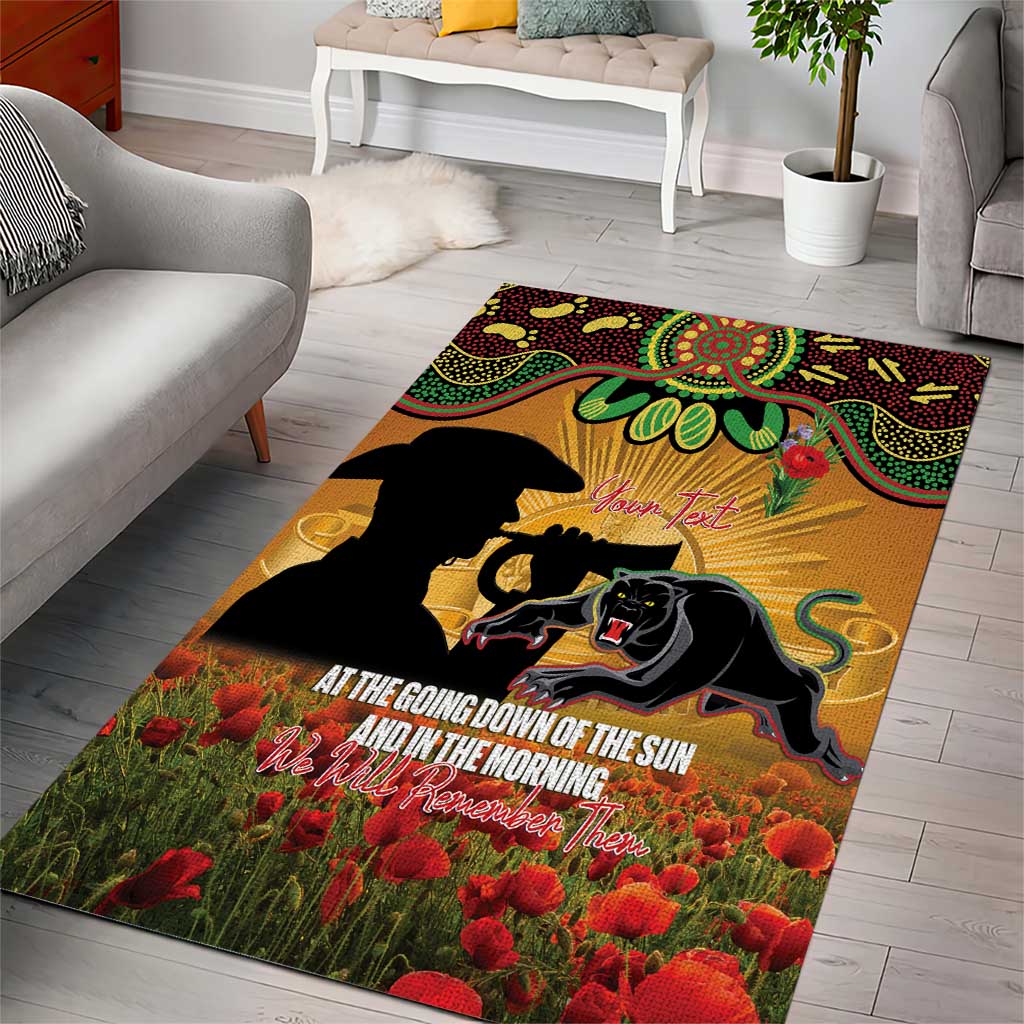 Personalised Panthers Rugby ANZAC Day Area Rug Last Post Poppy We Will Remember Them
