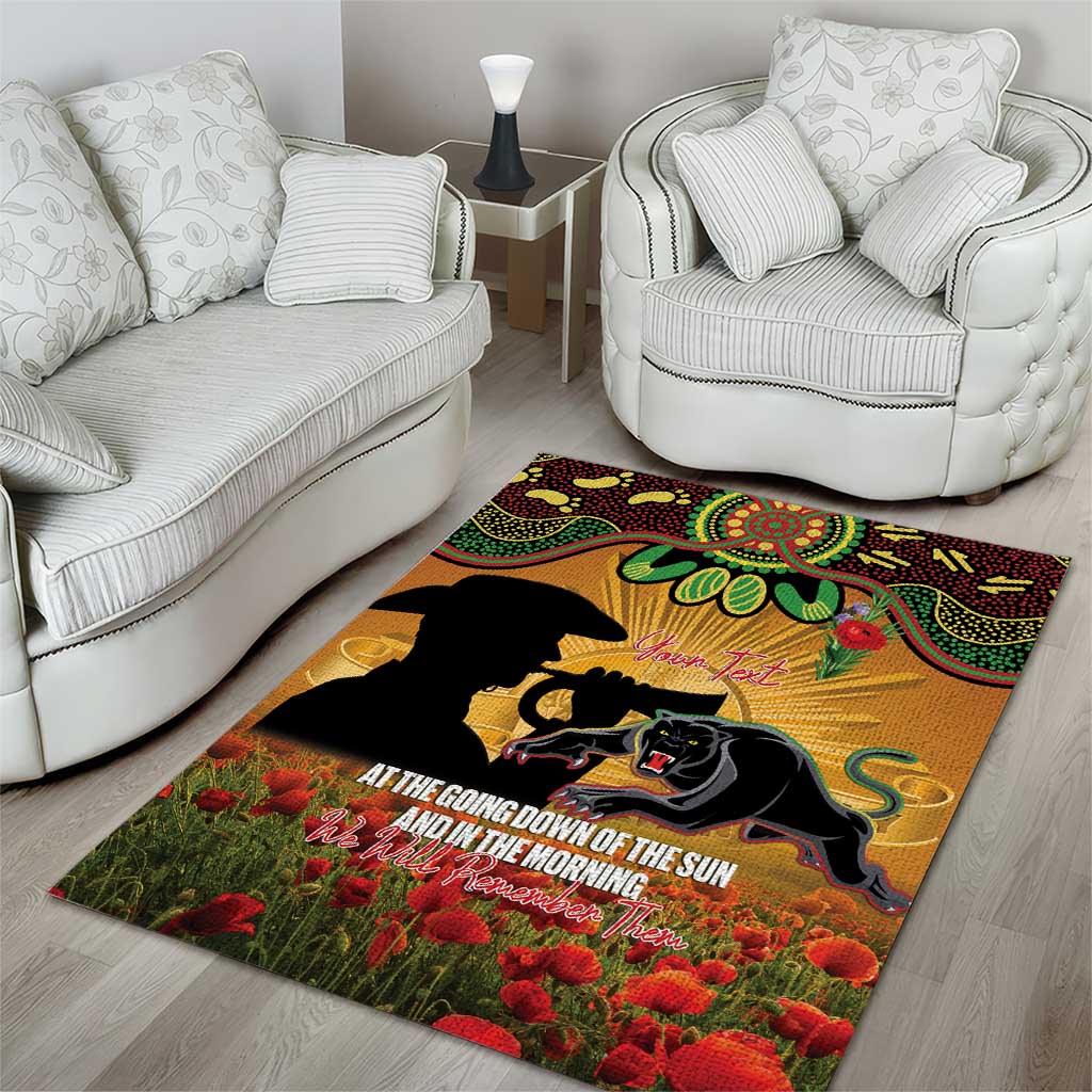 Personalised Panthers Rugby ANZAC Day Area Rug Last Post Poppy We Will Remember Them