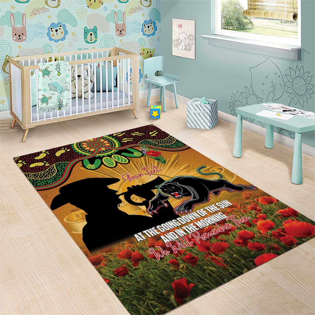 Personalised Panthers Rugby ANZAC Day Area Rug Last Post Poppy We Will Remember Them