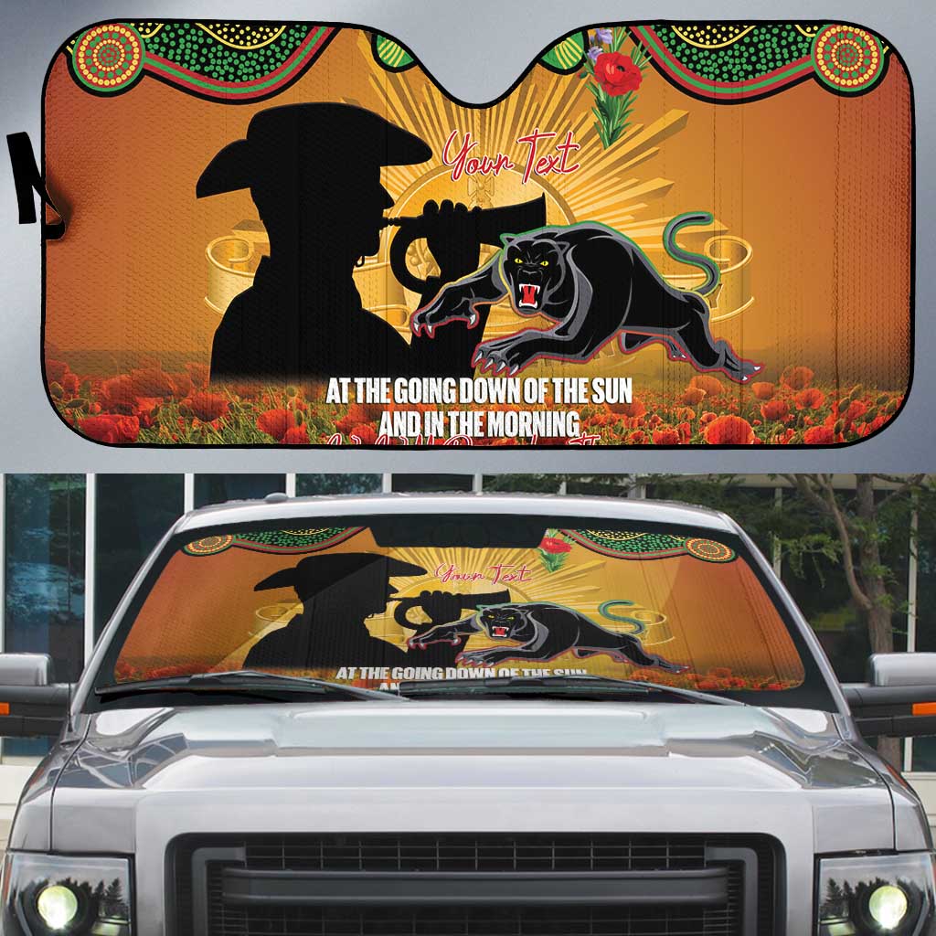 Personalised Panthers Rugby ANZAC Day Auto Sun Shade Last Post Poppy We Will Remember Them