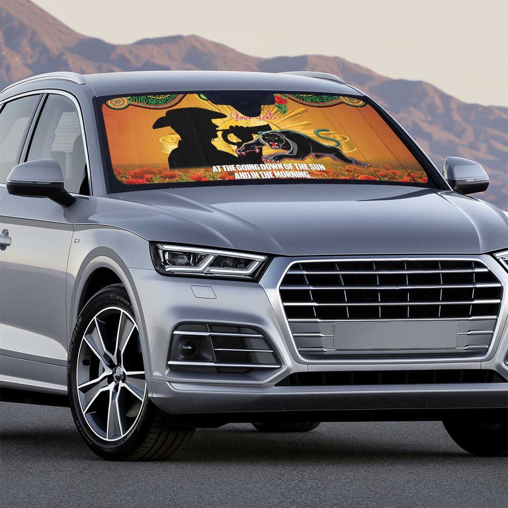 Personalised Panthers Rugby ANZAC Day Auto Sun Shade Last Post Poppy We Will Remember Them