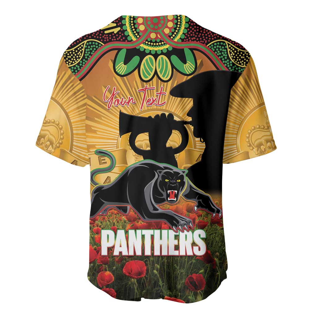 Personalised Panthers Rugby ANZAC Day Baseball Jersey Last Post Poppy We Will Remember Them