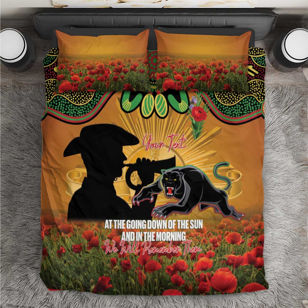 Personalised Panthers Rugby ANZAC Day Bedding Set Last Post Poppy We Will Remember Them