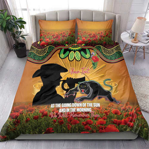 Personalised Panthers Rugby ANZAC Day Bedding Set Last Post Poppy We Will Remember Them