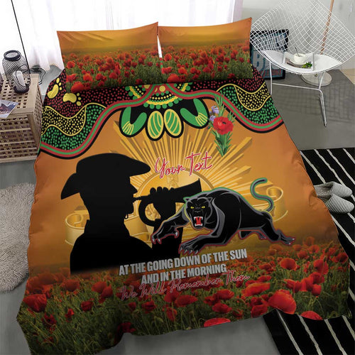 Personalised Panthers Rugby ANZAC Day Bedding Set Last Post Poppy We Will Remember Them
