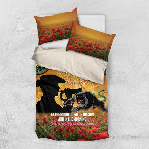 Personalised Panthers Rugby ANZAC Day Bedding Set Last Post Poppy We Will Remember Them