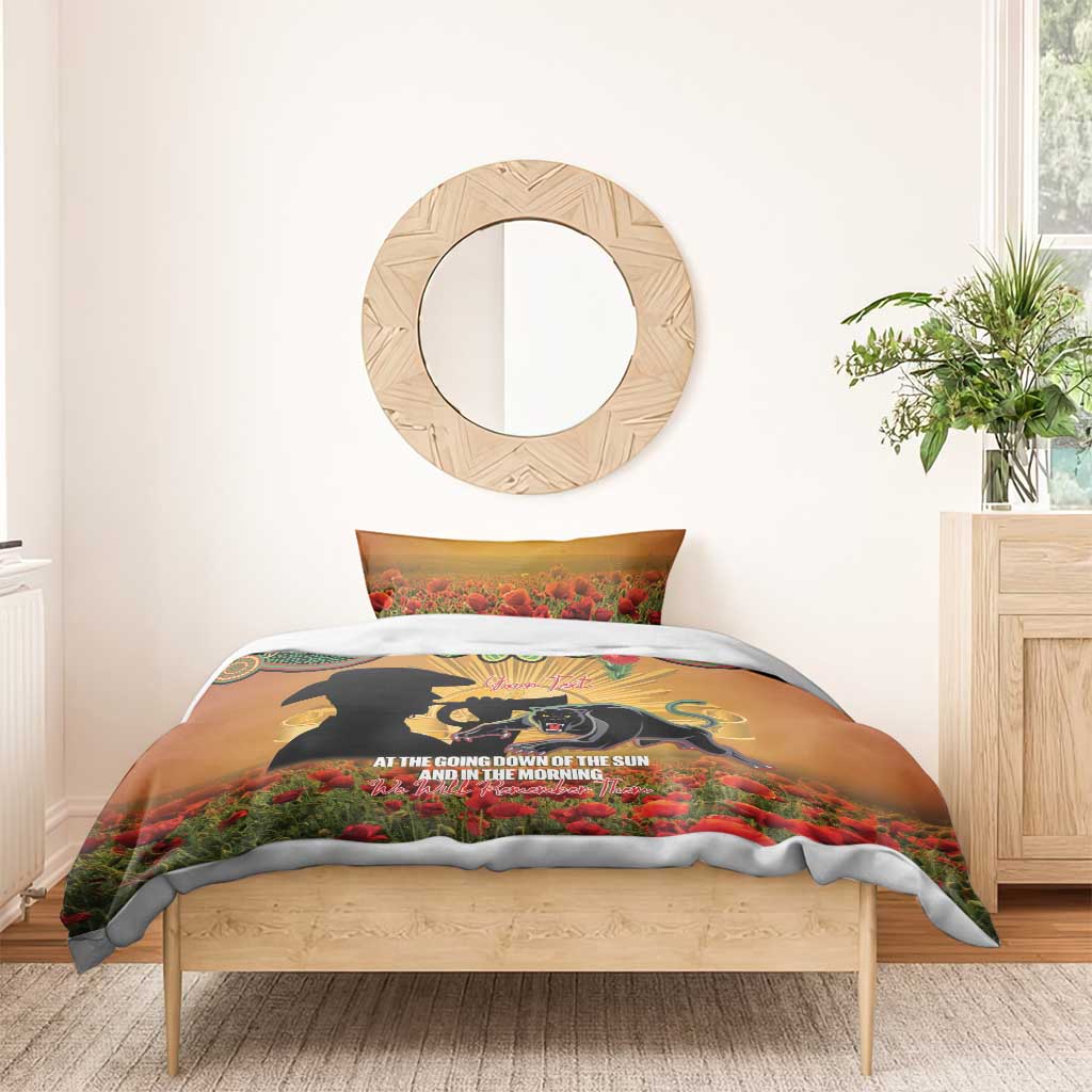 Personalised Panthers Rugby ANZAC Day Bedding Set Last Post Poppy We Will Remember Them