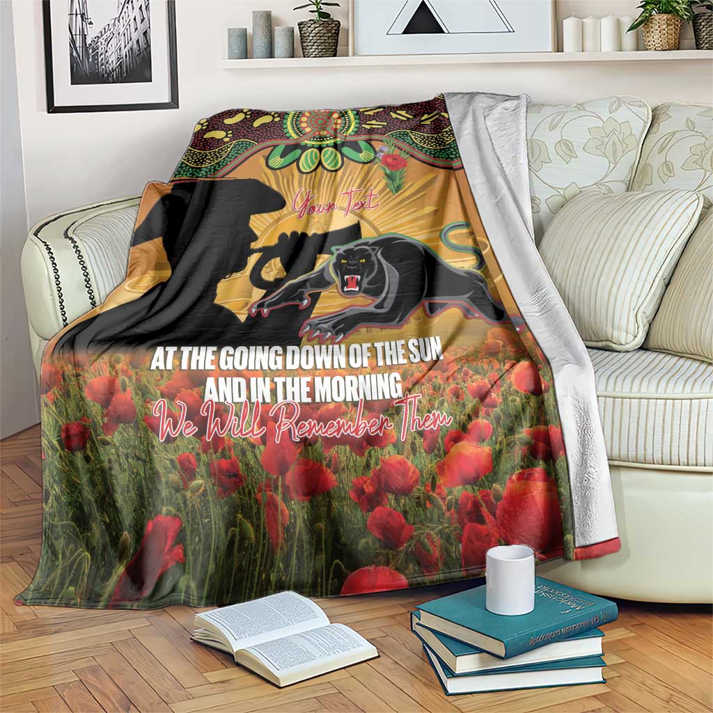 Personalised Panthers Rugby ANZAC Day Blanket Last Post Poppy We Will Remember Them