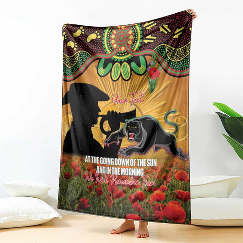 Personalised Panthers Rugby ANZAC Day Blanket Last Post Poppy We Will Remember Them