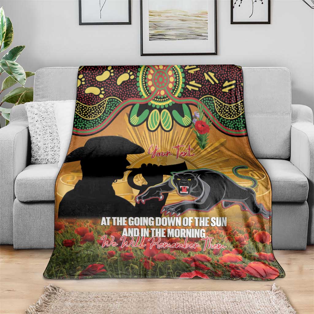 Personalised Panthers Rugby ANZAC Day Blanket Last Post Poppy We Will Remember Them