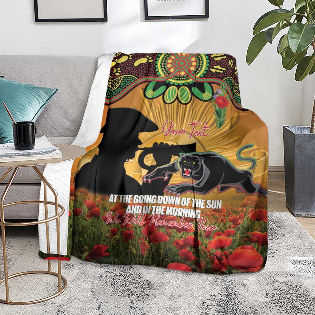 Personalised Panthers Rugby ANZAC Day Blanket Last Post Poppy We Will Remember Them