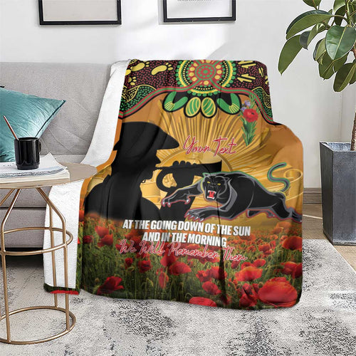 Personalised Panthers Rugby ANZAC Day Blanket Last Post Poppy We Will Remember Them