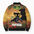 Personalised Panthers Rugby ANZAC Day Bomber Puffer Jacket Last Post Poppy We Will Remember Them